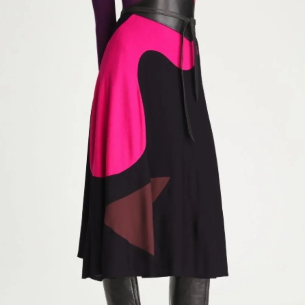 Tory Burch  Colorblock Knit Midi Skirt in Black XS $ 998